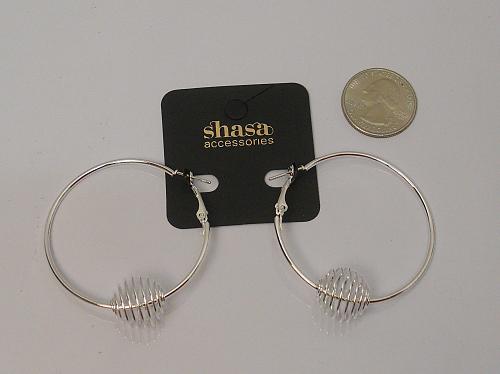 Women Fashion Hoop Earrings Springs Silver Tones Leverbacks SHASA ACCESSORIES