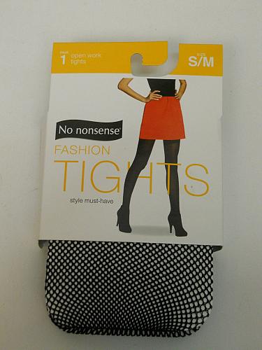 Women Fishnet Tights SIZE S/M Solid Black NO NONSENSE Reinforced Panty