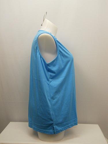 Women Knit Top PLUS SIZE 2X BOCA BAY Solid Blue Scoop Neck Sleeveless Neck Trim