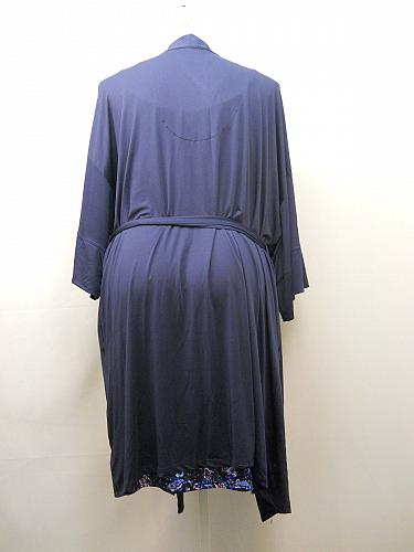 Womens Knit Chemise Robe Set PLUS SIZE 3X 22W 24W Blue Print Scoop Neck