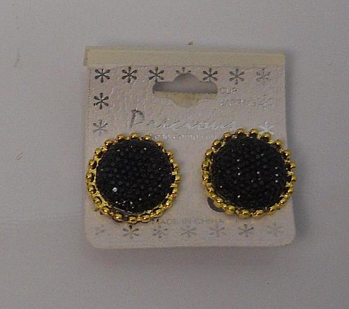 Huggie Earrings Women Black Gold Tones Clip On Fasteners FASHION PRECIOUS JEWELR