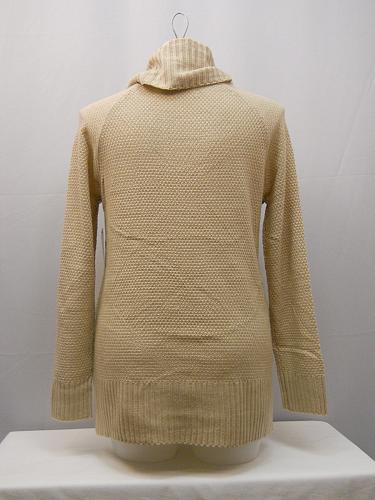 Tunic Sweater Women Size L Medium Knit Cowl Draped Neck Oatmeal Long Sleeves