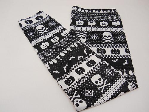 Women Leggings HALLOWEEN Fair Isle Skulls Seamless Ankle SIZE XL Inseam 27