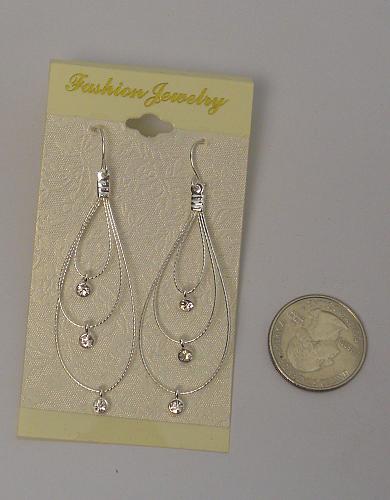 Women Fashion Earrings Drop Dangle Silver Tones Rhinestones Hooks FASHION JEWELR