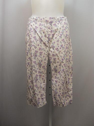 Cotton Capris Women SIZE 18P AMERICAN SWEETHEART White Floral Elastic Waist