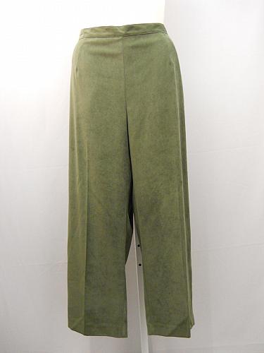 Dress Pants PLUS SIZE 24W ALFRED DUNNER Solid Olive Faux Suede Proportion Short