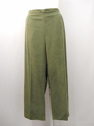 Dress Pants PLUS SIZE 24W ALFRED DUNNER Solid Olive Faux Suede Proportion Short