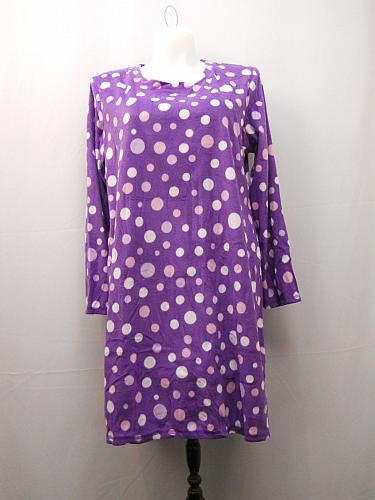 SLEEPSHIRT Micro Fleece Womens SIZE M Long Sleeves Pullover Polka Dots