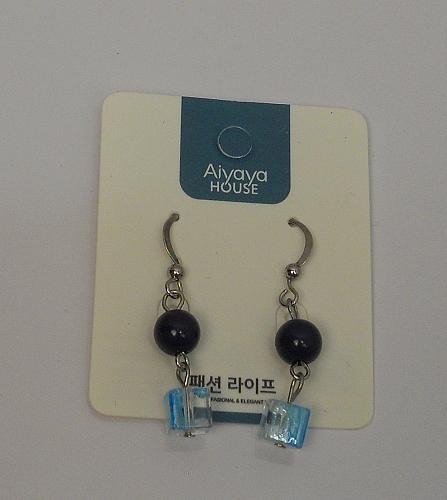 Square Bead Earrings Women Drop Dangle Silver Tones Hook Fasteners AIYAYA HOUSE