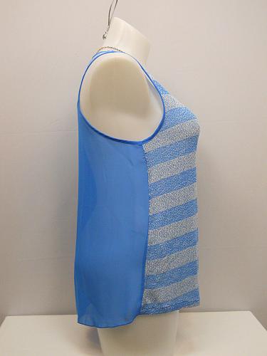 Women Sheer Tank Top PLUS SIZE 1XL 2XL 3XL Blue Sleeveless Necklace COLOR SWATCH