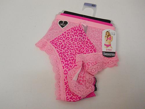 Women 3 Pair SEXY Cheekster Panties PLUS SIZE 9/XXL Pink Assorted Tangas