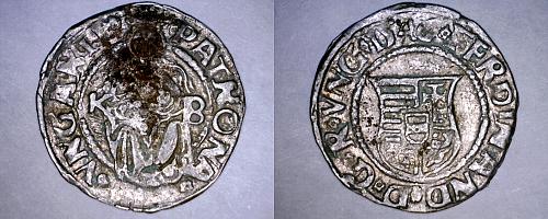 1546-KB Hungary 1 Denar World Silver Coin - Madonna with Child - Ferdinand I