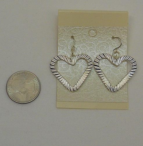 Women Heart Earrings Drop Dangle Silver Tones Hook Fasteners