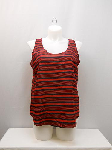 Tank Top Woven Womens SIZE XL FADED GLORY Red Navy Striped Scoop Neck Sleeveles