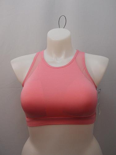 Sports Bra Women SIZE 2XL Solid Pink Racerback Removable Pads Wirefree Mesh Back