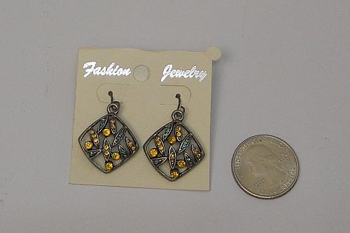 Women Earrings Multi Rhinestone Drop Dangle Gold Tones Hook Fasteners FASHION