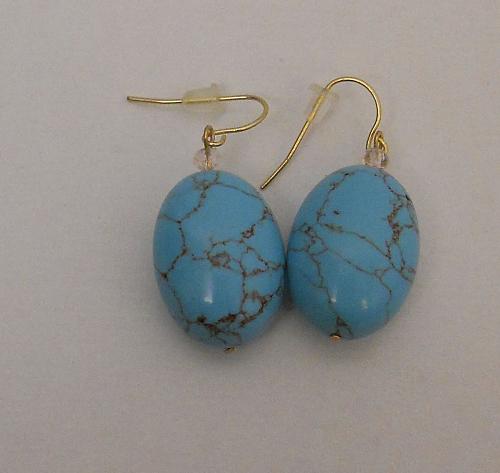 Womens Earrings Fashion Drop Dangle Blue Oval FASHION EARRINGS Hooks