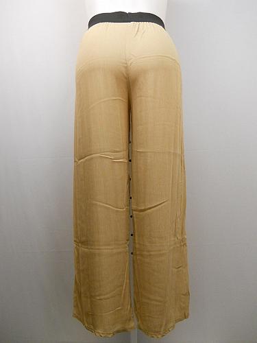 Pants Sheer Wide Legs ANGELA Crinkle Mocha Elastic Inseam 30 Women PLUS SIZE 1XL