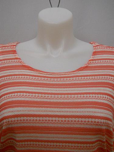 Top Crochet Womens PLUS SIZE 1XL 2XL 3XL ZENOBIA Sheer Coral Striped Dolman Slee