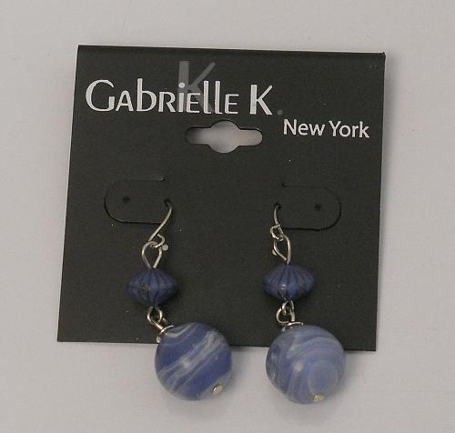 Women Fashion Earrings Drop Dangle Blue Round Beads Hooks GABRIELLE K NEW YORK