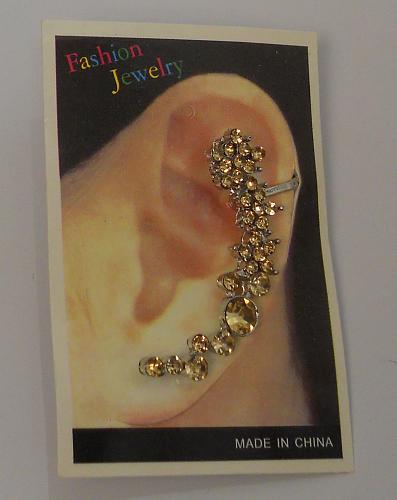 Climbers Earrings Women Gold Rhinestones Silver Tones Push Back FASHION