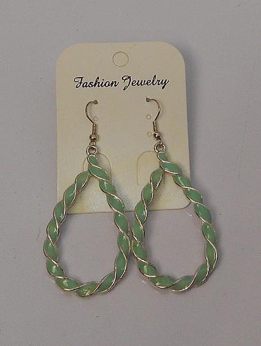 Women Earrings Mint Twisted Teardrop Drop Dangle Silver Tones Hook Fasteners