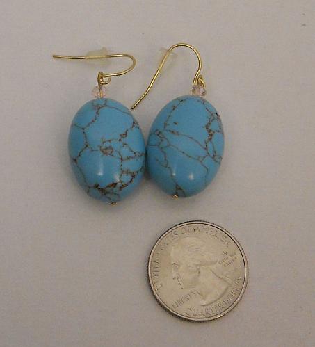 Womens Earrings Fashion Drop Dangle Blue Oval FASHION EARRINGS Hooks