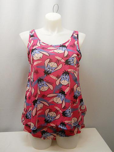 DISNEY EEYORE Women 2 Piece Short Pajama Set SIZE XL Pink Sleeveless Scoop Neck