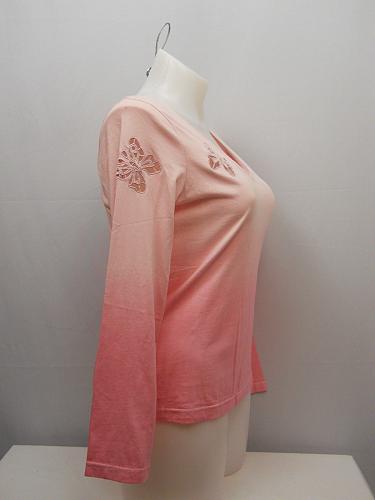 Women Knit Top SIZE XL Pink Ombre Print Butterfly Cutouts Long Sleeves TOGETHER