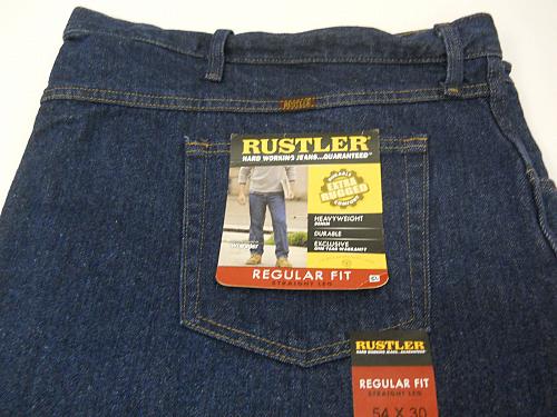 Men's Jeans 87619 Rustler by Wrangler Regular Fit Straight Leg Size 54W X 30L