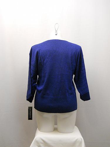 Women Sweater Size XL Elementz Blue Kimono Sleeves Scoop Neck Thin Acrylic