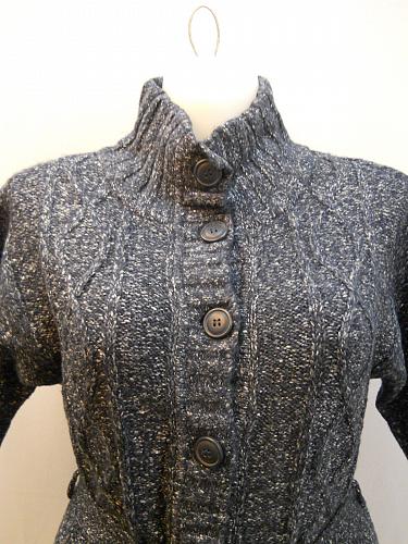 Womens Sweater Dress Button Down SIZE M NEW YORK&CO Blue Short Sleeve High Neck