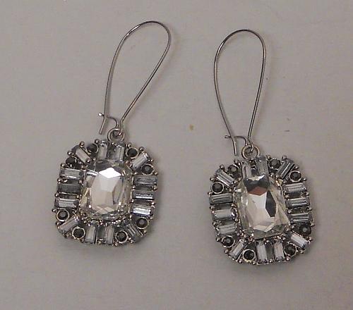 Earrings Drop Dangle Women Fashion Rhinestones Silver Tones Threader CHINA CREAT