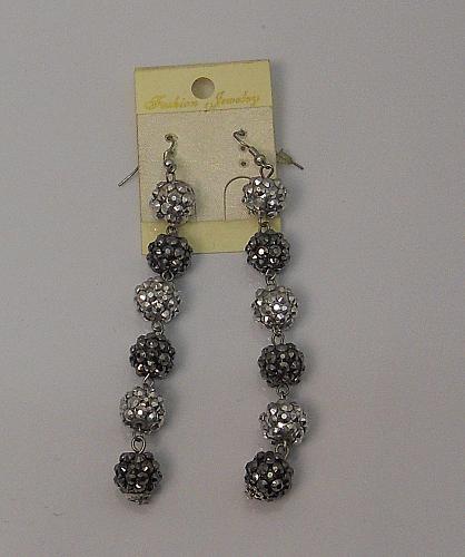Women Beaded Ball Earrings Drop Dangle Hook Fasteners Silver Tones FASHION JEWEL
