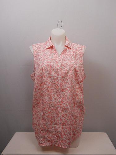 Women Button Shirt CHARTER CLUB PLUS SIZE 18W Pink Floral Collared Sleeveless