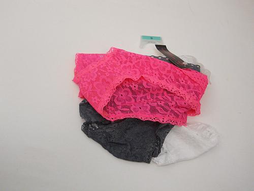 Women 3 Pair Lace Boyshorts Panties SIZE S Wide Waist Assorted Solid Colors