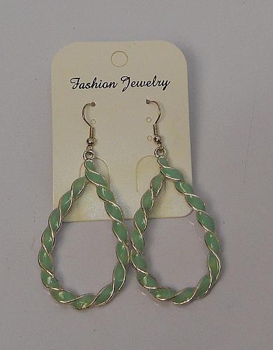 Women Earrings Mint Twisted Teardrop Drop Dangle Silver Tones Hook Fasteners