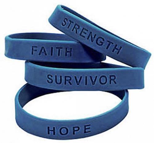(144) Blu Consapevolezza Del Cancro Braccialetti Silicone Survivor Fede Forza