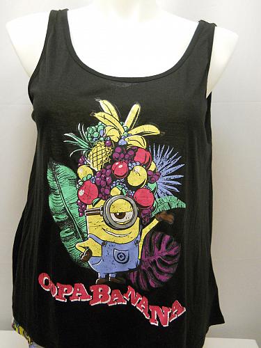 DESPICABLE ME Women 2 Piece Short Pajama Set Black SIZE XL Sleeveless Scoop Neck