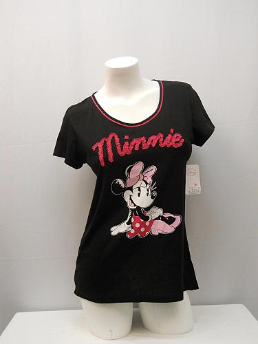 DISNEY Womens Sleepshirt SIZE M Minnie Graphic Black Short Sleeves Scoop Neck