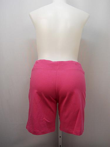 Women Athletic Bermuda Knit Shorts SIZE L Solid Pink Elastic Waist Inseam 9