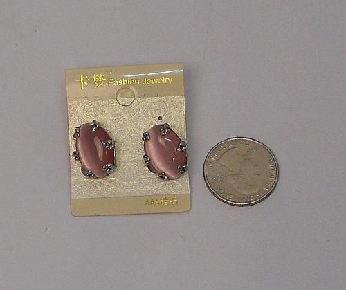 Women Lilac Stone Earrings Huggie Silver Tones Leverback Fasteners FASHION JEWEL