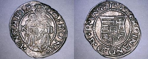 1549-KB Hungary 1 Denar World Silver Coin - Madonna with Child - Ferdinand I