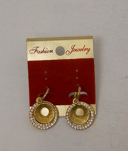 Women Earrings Gold Tones Rhinestones Leverback Fashion Drop Dangle FASHION JEWE
