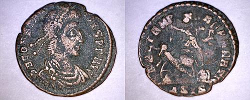 355-361AD Roman Imperial Constantius II AE3 - Soldier Spearing Horseman - ASIS