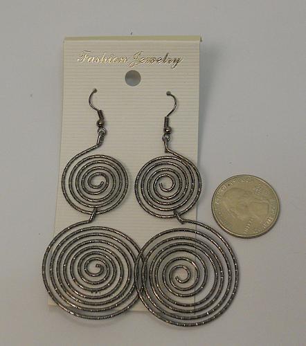 Women Coil Earrings Drop Dangle Silver Tones Hook Fasteners FASHION JEWELRY