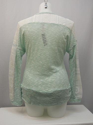 Womens Knit Tunic Top SIZE 2XL NO BOUNDARIES Mint Lace Long Sleeves Pullover