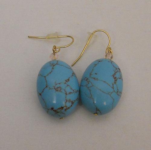Womens Earrings Fashion Drop Dangle Blue Oval FASHION EARRINGS Hooks
