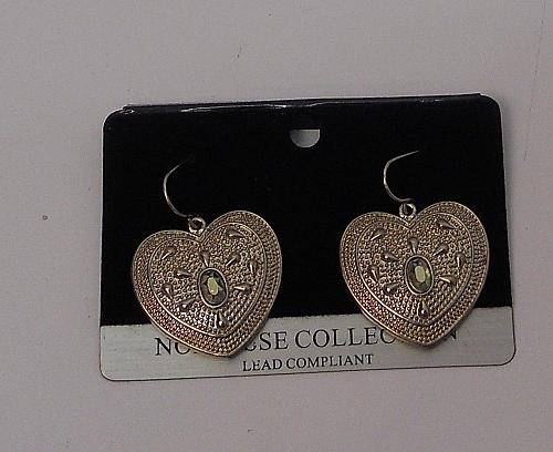 Heart Earrings Women Rhinestones Drop Dangle Silver Tones Hook Fasteners FASHION
