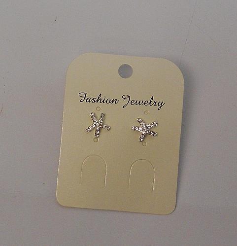 Starfish Earrings Women Rhinestones Stud Silver Tones Push Back Fasteners FASHI